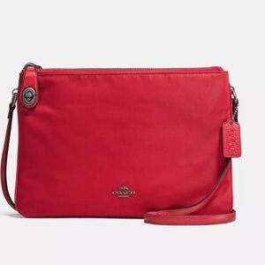 NWOT COACH Red Nylon/Leather Trim Crossbody Bag Messenger Zip Soft F57899